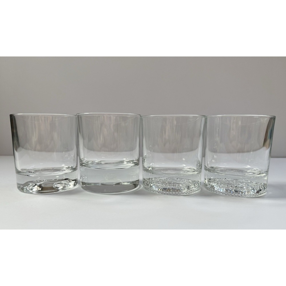 Crown Royal Whiskey Glasses Embossed Vintage Lot of 4 Mixed Styles Italy Clear